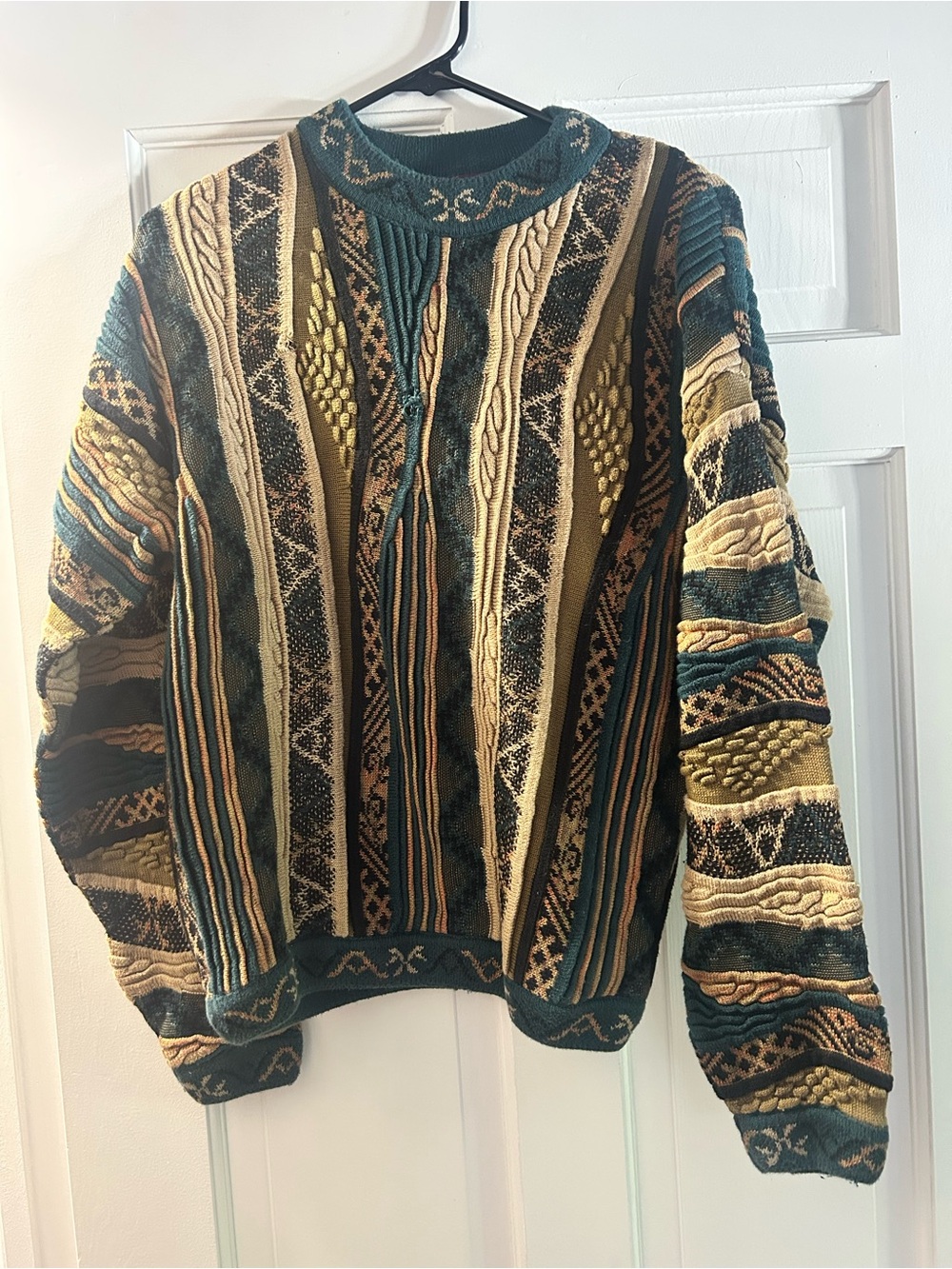 Vintage Tundra Canada 3D Knit Sweater Medium Coogi Style 90s Y2K